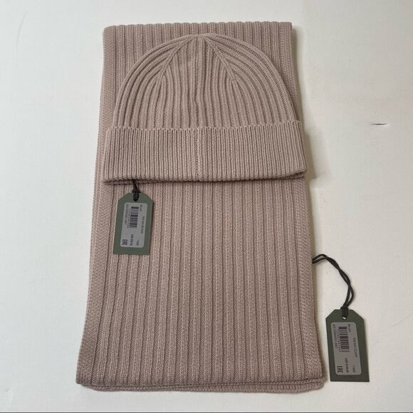 All Saints Wool Blend Rib Mix Beanie and Scarf Set NWT - Picture 8 of 15